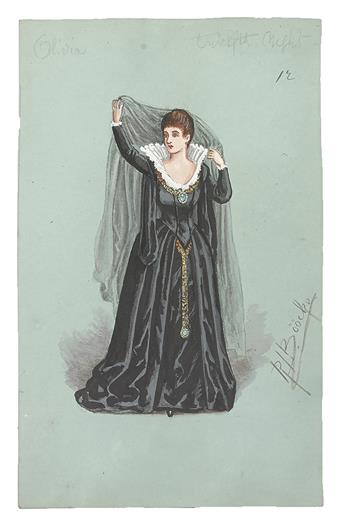 COSTUME / FASHION. Bööcke, R[obert] L. Group of 22 watercolor and gouache studies for William Shakespeares Twelfth Night.